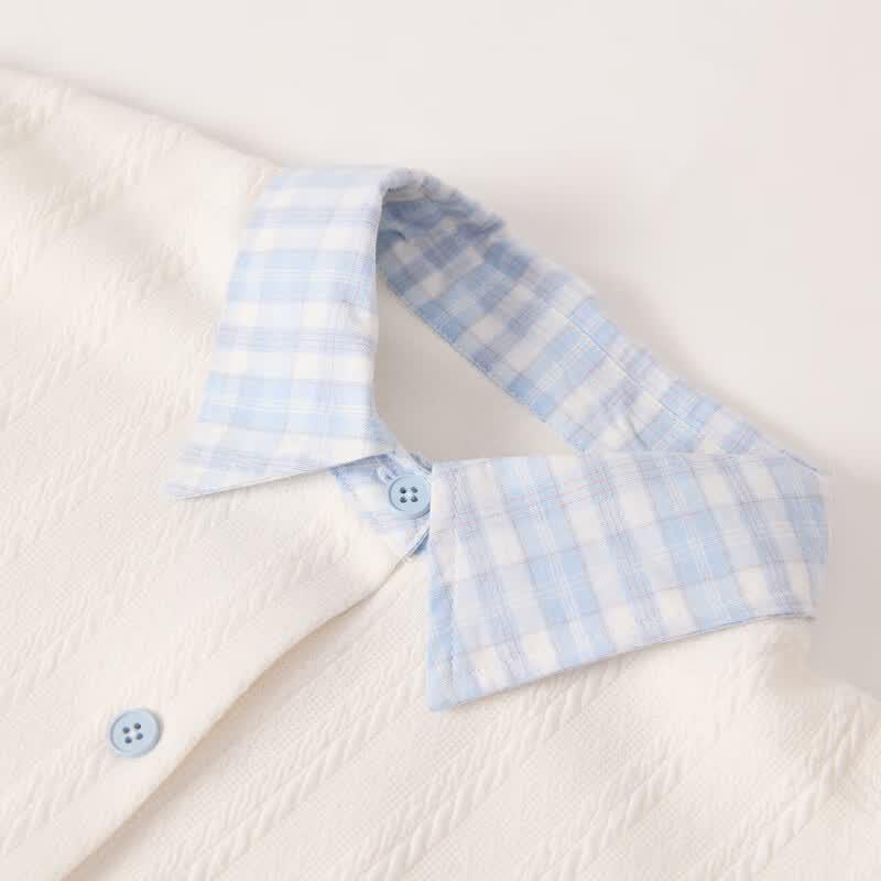 Girls' Academy Style Plaid Patchwork Knit Cardigan