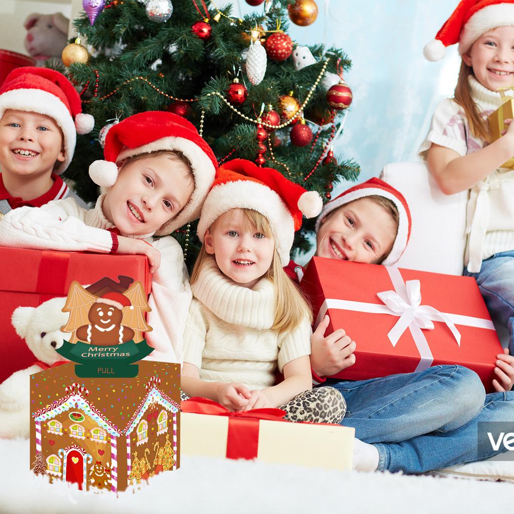 Man Gingerbread House Pattern Paper Money Box Christmas Theme Party Decor Props