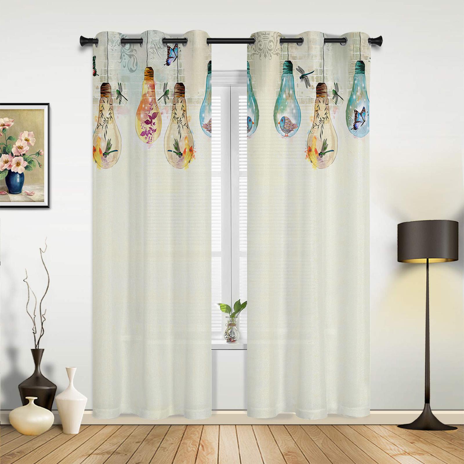 Лампочка бабочка цветок птицы оконная занавеска гостиная роскошная занавеска с балдахином — фото 3