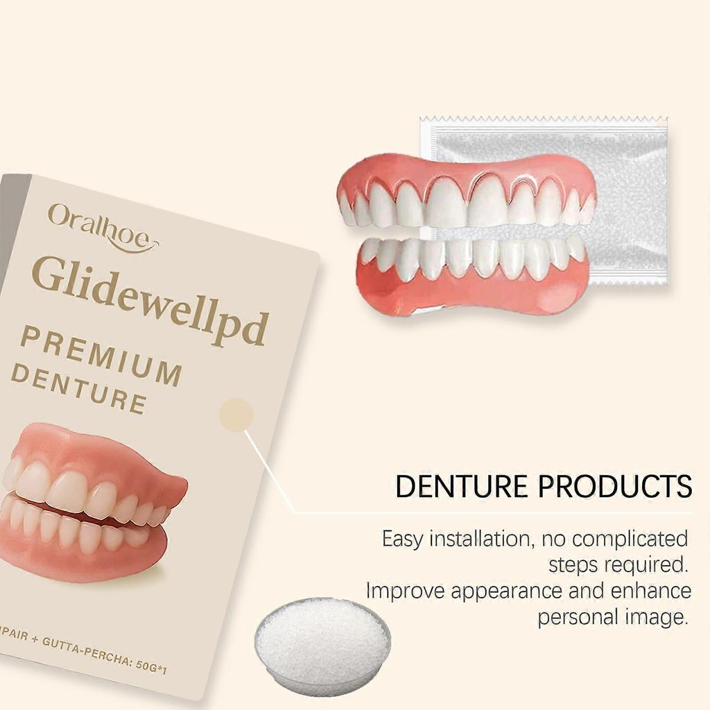 Limited time!!Oralhoe Silicone Denture Set: Beautiful Teeth, Enhanced Smile, Comfortable Material Denture Care Set