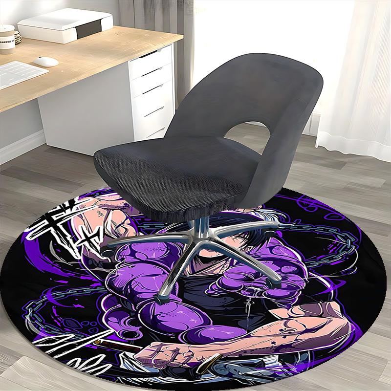 1pc My Hero Academia Shoto Todoroki Round Carpet - Anime Cartoon Design Chair Mat, Non-Slip Rug for Office, Home Decor, Living Room