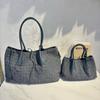 26 New genuine leather women's handmade woven bag, frosted leather tote, mother-and-child cabbage basket, single shoulder bag cross-border wholesale