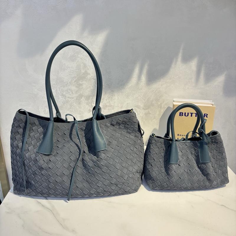 26 New genuine leather women's handmade woven bag, frosted leather tote, mother-and-child cabbage basket, single shoulder bag cross-border wholesale