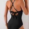 Fashion V-neck Pleated One-piece Swimsuit Women's Strap Sexy One-piece Bikini Women's Swim