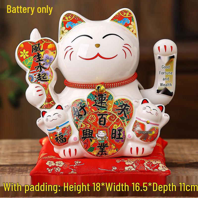 Large Waving Hand Lucky Cat Ornament - Cashier Desk Home Decor Gift