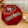 San Francisco 49ers Automatic 8‑ribs Umbrella, Custom Name Text Personalized Folding Umbrella Rain Sun Gift