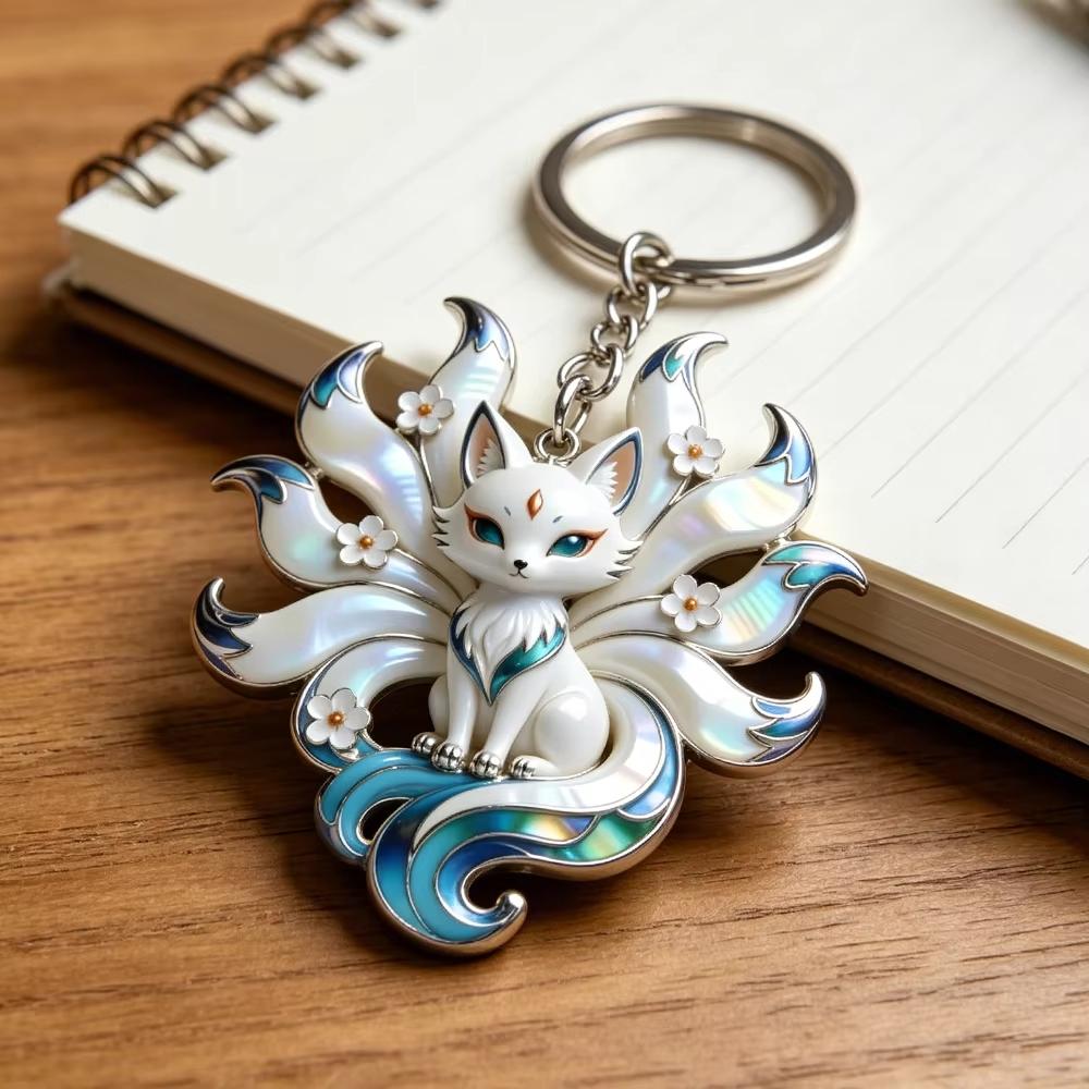 Exquisites Emaille Neunschwänziger Fuchs Halskette Für Damen Trendiger Cartoon Tier Anhänger Modeschmuck Geschenke Für Freunde Familie