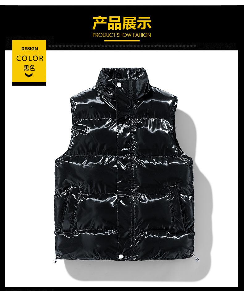 

Autumn and winter adolescent couple glossy warm cotton vest casual loose stand-up collar versatile vest vest XS чорний