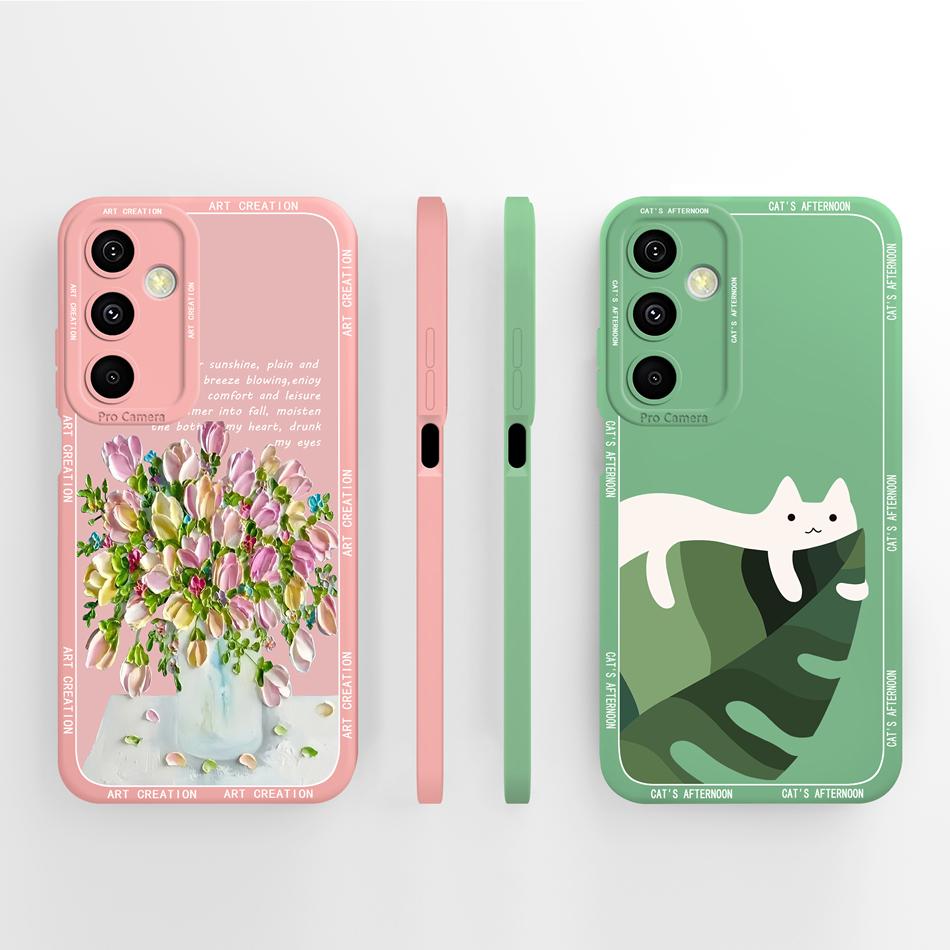 Etui na telefon Samsung Galaxy M35 5G Proste Rośliny Ochrona Aparatu Obudowa Na Samsung M 35 Tylna Pokrywa Zderzaki z Płynnego Silikonu