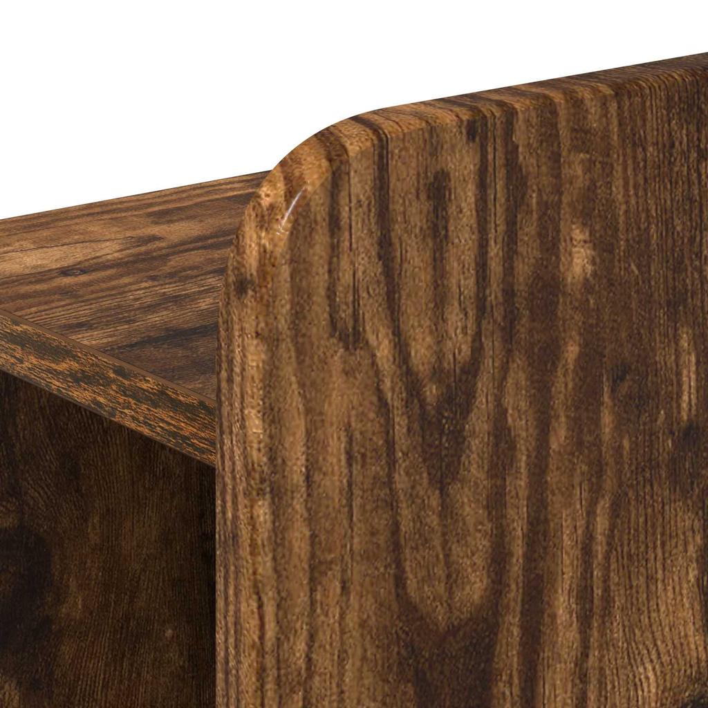 Headboard Cabinet with Storage Smoked Oak Wood Based Material