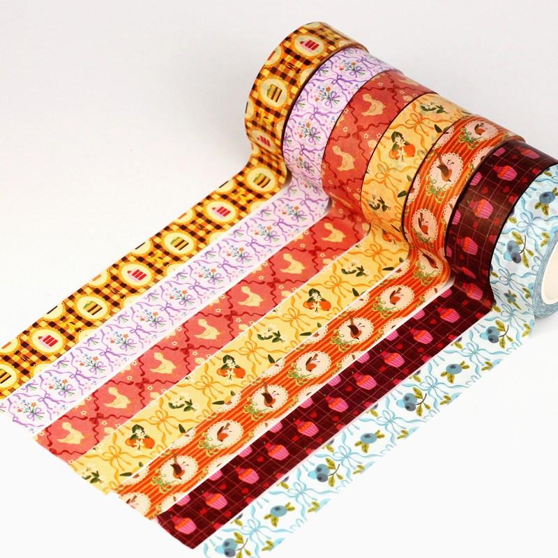 2026 NEW 1X 10M Duck Bird Cake Blueberry Flowers Grid Spring Washi Tape Set for Scrapbooking Masking Tape Cute Jounal Stationery