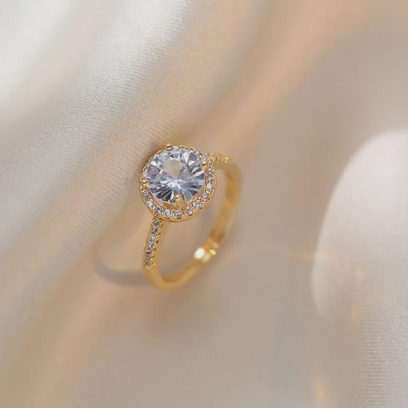 Women's Japanese & Korean Fashion Zircon Open Ring - Simple & Stylish Index Finger Ring