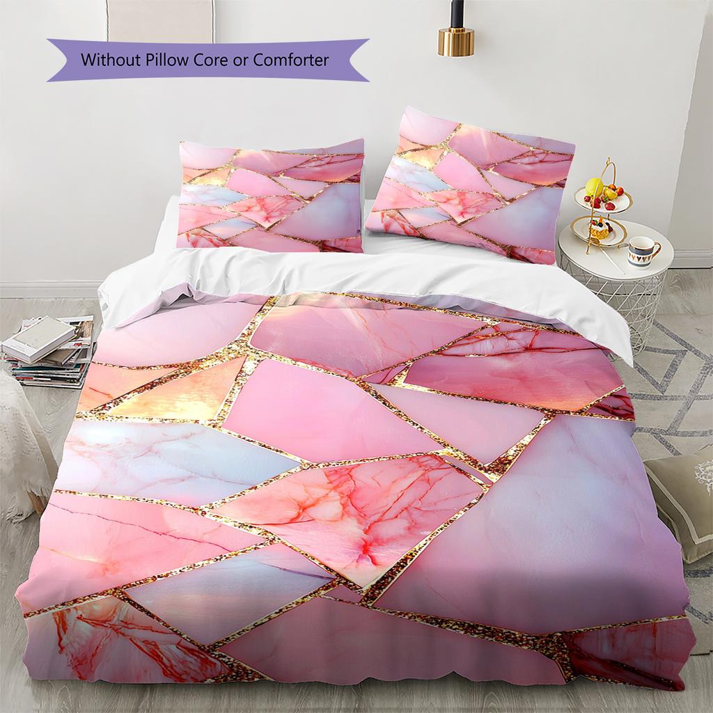 Green Marble Pattern Bedding Quilt Set Quilt Cover Pillowcase Home Decoration Gift (1 * Duvet Cover + 2 * Pillowcase, Without Core)