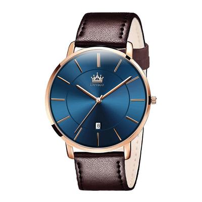 Herren-Ultra-Dünne Uhr 6,5 mm Quarzwerk 40 mm Zifferblatt Echtes Lederarmband Lässig Business Unisex