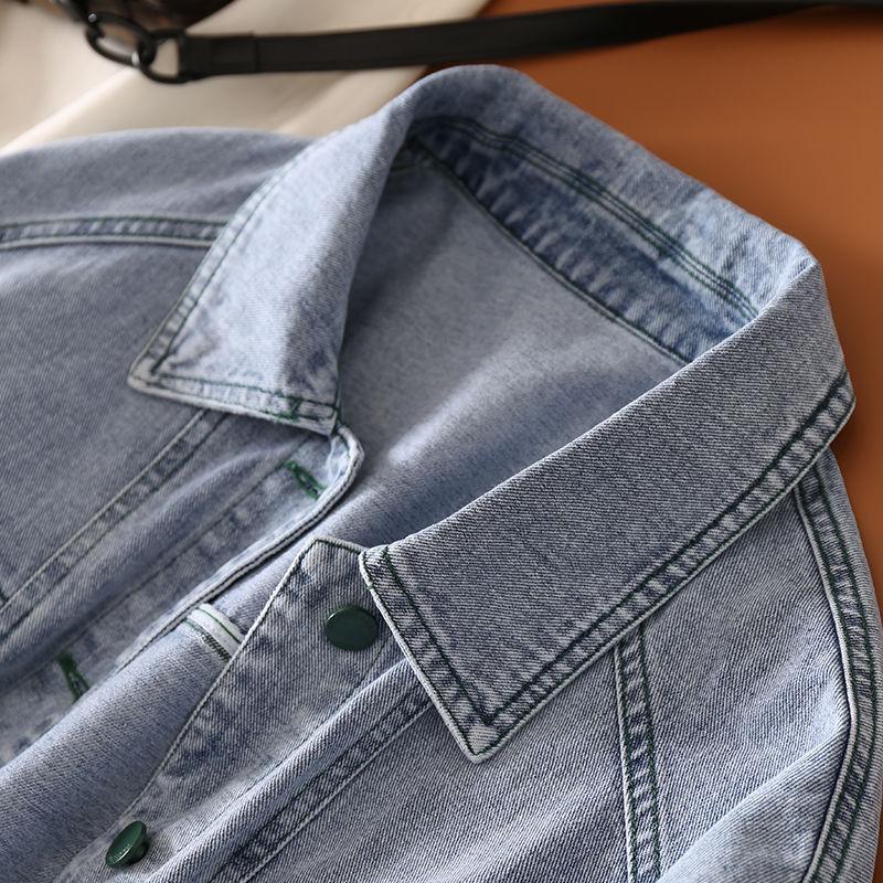 Women's Spring and Autumn Denim Jacket Is Versatile and Trendy and Fashionable Patchwork Plaid Jacket Top