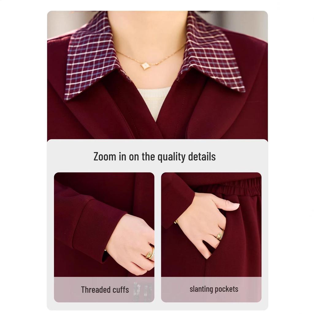 Sophisticated Spring & Autumn Two-Piece Set for Middle-Aged and Elderly Women - 2026 New Style Lapel Shirt Set