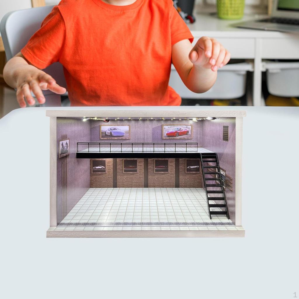 1/64 1/36 1/32 Scale Car Display Unit Acrylic Parking Space with LED Illumination for Collectors