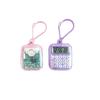 Mini Pocket Calculator Detachable Keychain Time Display Durable Plastic Counter for Students School Daily Use
