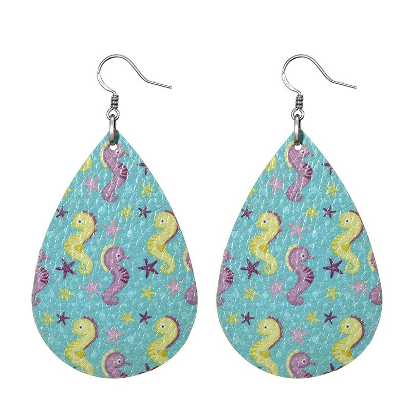Summer Fashion Lightweight Faux Leather Earrings for Women Fruit Leaf Beach Teardrop Drop Dangle Earrings Jewelry Gift Wholesale