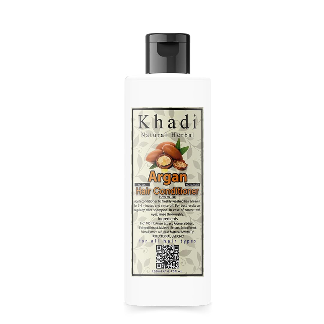 

Khadi Natural Herbal Argan Conditioner 200 ml Pack For Dry Frizzy Hair Smooth Silky Hair Care