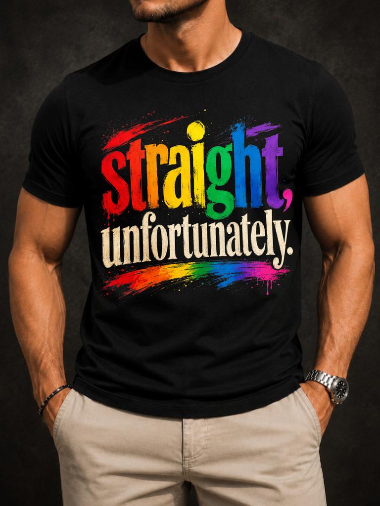 Straight Unfortunately With Rainbow Brush Paint Letters Color Streaks Drips And Bold Quote Layout Unisex All TShirt