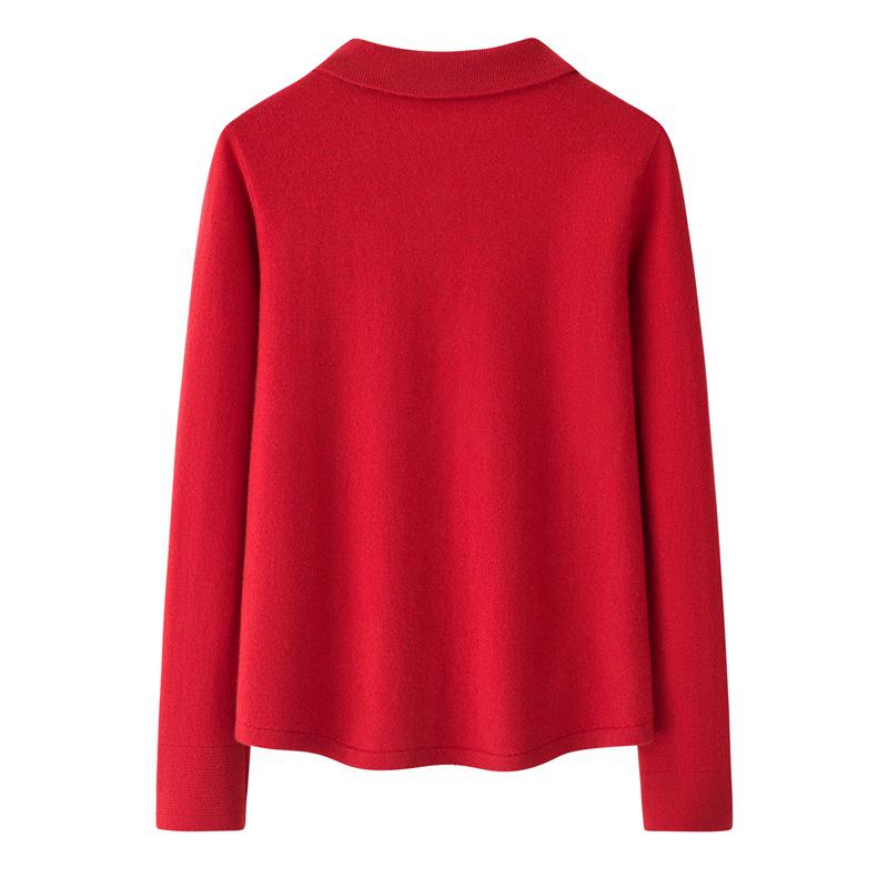 Ordos Cashmere Polo Collar Knit Cardigan Sweater
