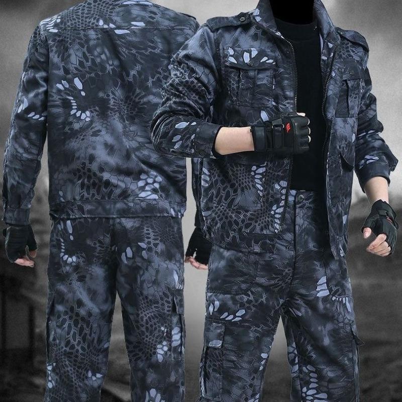 Labor Insurance Cloth Uniform Men's Soft Tracksuit Outdoor Suit Designer Clothes Black Python Pattern Wear-resistant Overalls