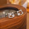 Fashio And Cute Cat 925 Sterling Silver Jewelry Simple Temperament Zircon Inlaid Hollow Animal Earrings E147