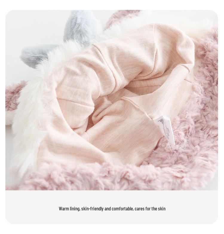 Dziecięcy pluszowy zestaw czapka-szalik z postaciami z bajek - Ciepły, wiatroszczelny, do ochrony na zewnątrz zimą