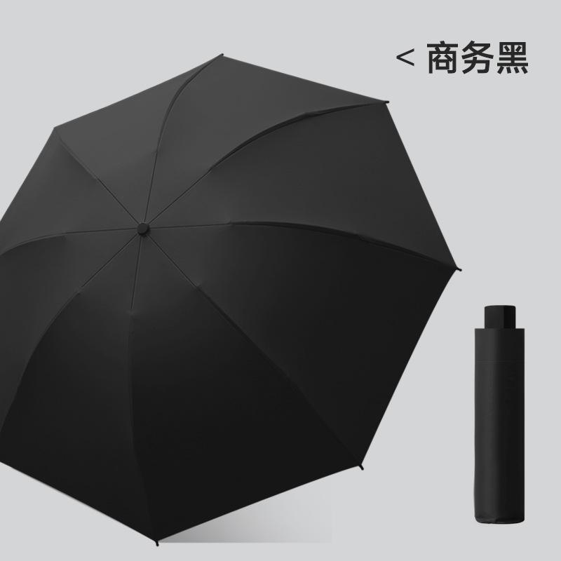 New hand-opened solid color three-fold umbrella vinyl umbrella folding men's and women's reverse umbrella plus