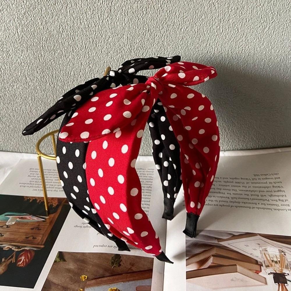 Bow Knot Women's Wide Headband Cross Hair Hoop Headwear Retro Polka Dot Hairband  Hair Accessories