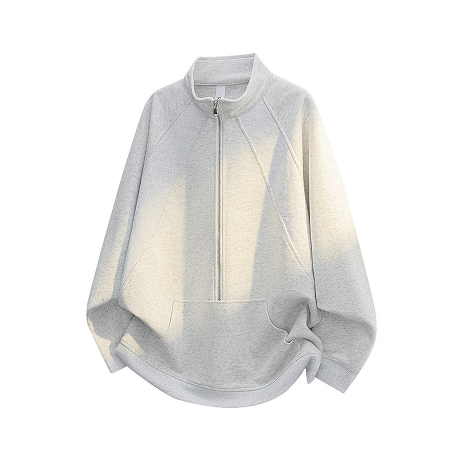 

Свитшот с длинными рукавами и воротником-стойкой на молнии до середины — это модный и универсальный повседневный топ. M