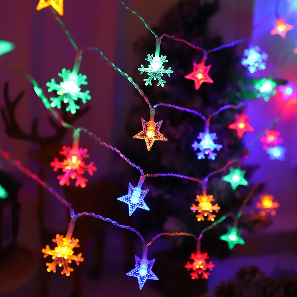 1.5/3M Snowflakes Star String Light Christmas LED Fairy Light Indoor Party Decor