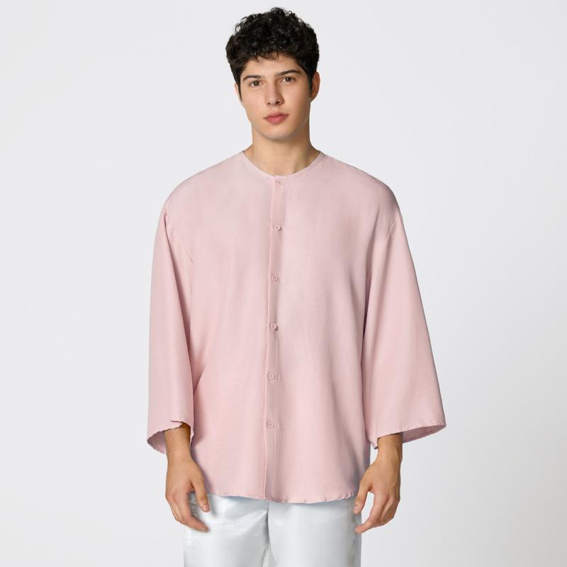 INCERUN S-XXXXXL Men Casual Loose 3/4 Sleeve Solid Color Long Tunic Tops Shirts