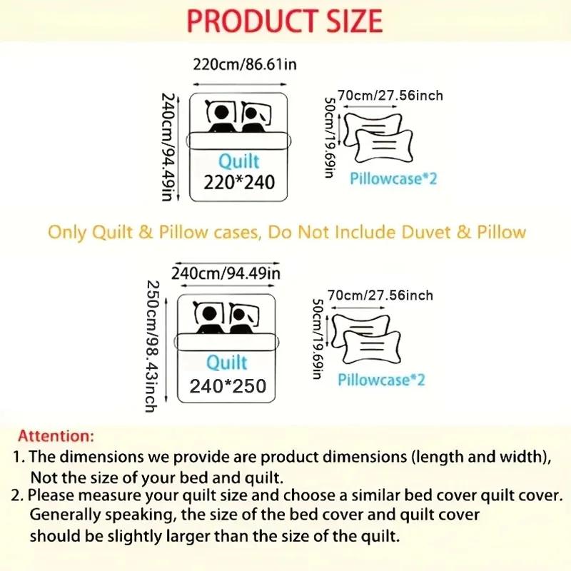 3-delige Bed Quilt Set, Beddengoed Set Zacht Comfortabel voor Slaapkamer, Logeerkamer (1 Dekbed+2 Kussenslopen, Zonder Vulling) Lakens voor bed