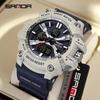 SANDA Youth Waterproof Sports Watch - Cool Trendy Multi-functional Dual Display in Black Technology Design