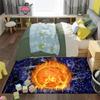 Flammen-Print Basketballteppich für Jungenzimmer und Spielzimmer, Rutschfester Sportteppich, Wohnzimmerdekoration