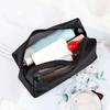 Borsa per trucco in rete nera Borsa per cosmetici trasparente da donna Borse portaoggetti portatili di piccole dimensioni da viaggio Custodia per asciugamani da viaggio