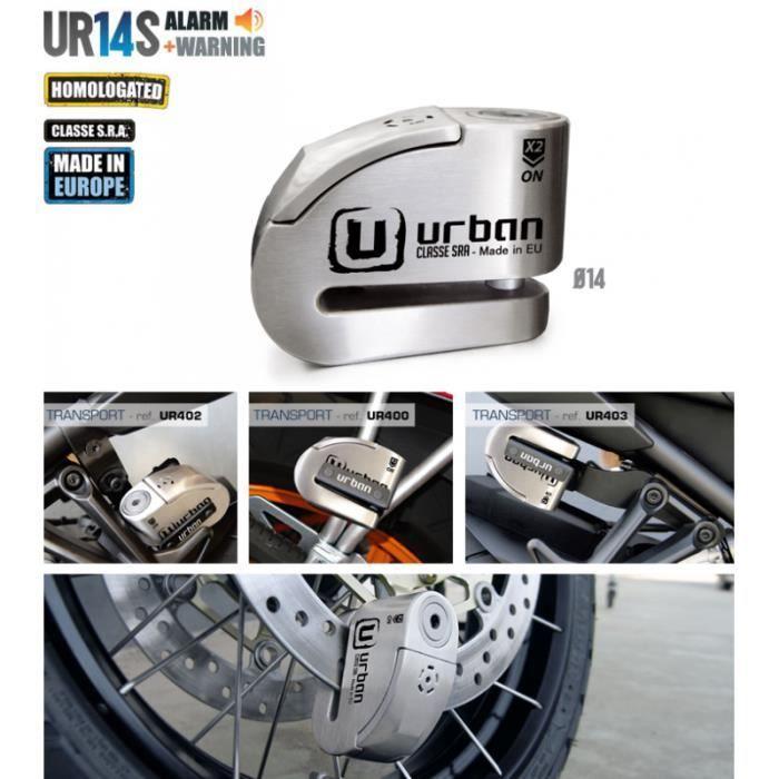 URBAN - Antivol Bloque Disque Hitech Alarme+ Waterproof - Pile Lithium - Homologué SRA