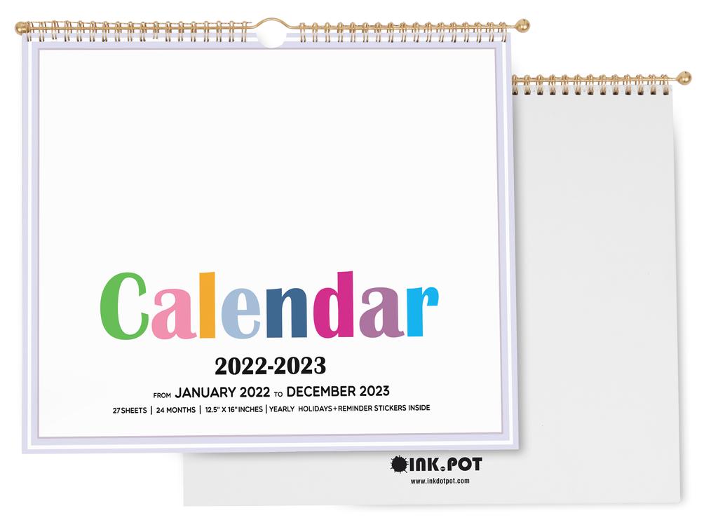 Inkdotpot 13x11 Wall Calendar - Runs Until December 2023 Hanging Spiral Bound Monthly Calendar 2022-2023 for Home or Office  Color Basic