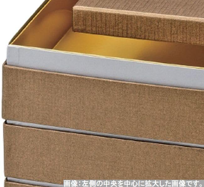 Outdoor Lunch Box Made in 3 Washi Arakura Gold x x J-kitchens (Lunch Box) Japan, Tiers, 6.5 inches, Paper, Pattern, Pearl, 20.0cm 20.0cm 17.6cm