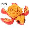 3D Printed Rose Turtle Figurine Movable Joints Flower Sea Tortoise Figure Articulated Animal Model Toy Home Office Bookshelf Desktop Decoration