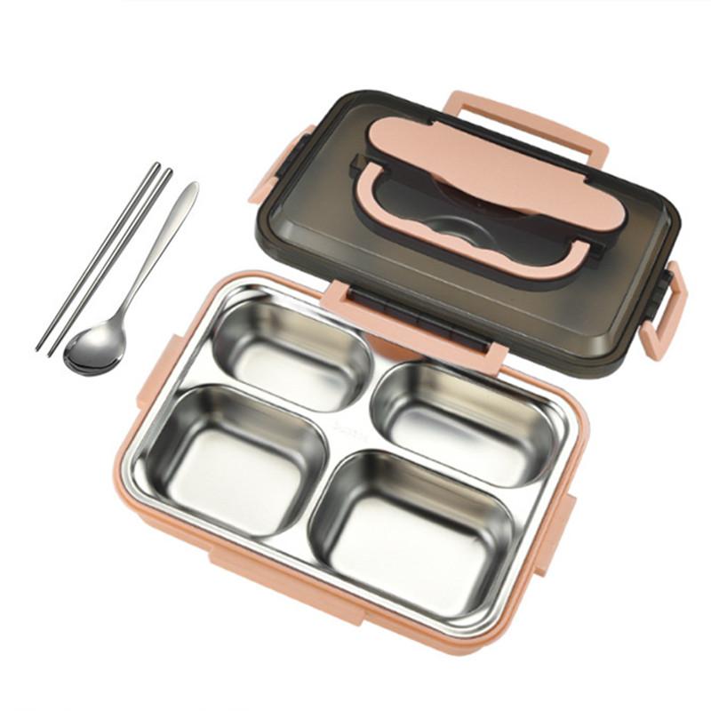 4-Grid Thermal Lunch Bento Box  Inner 304 Stainless Steel Leakproof Microwave Fresh Keeping Meal Container for School Picnic