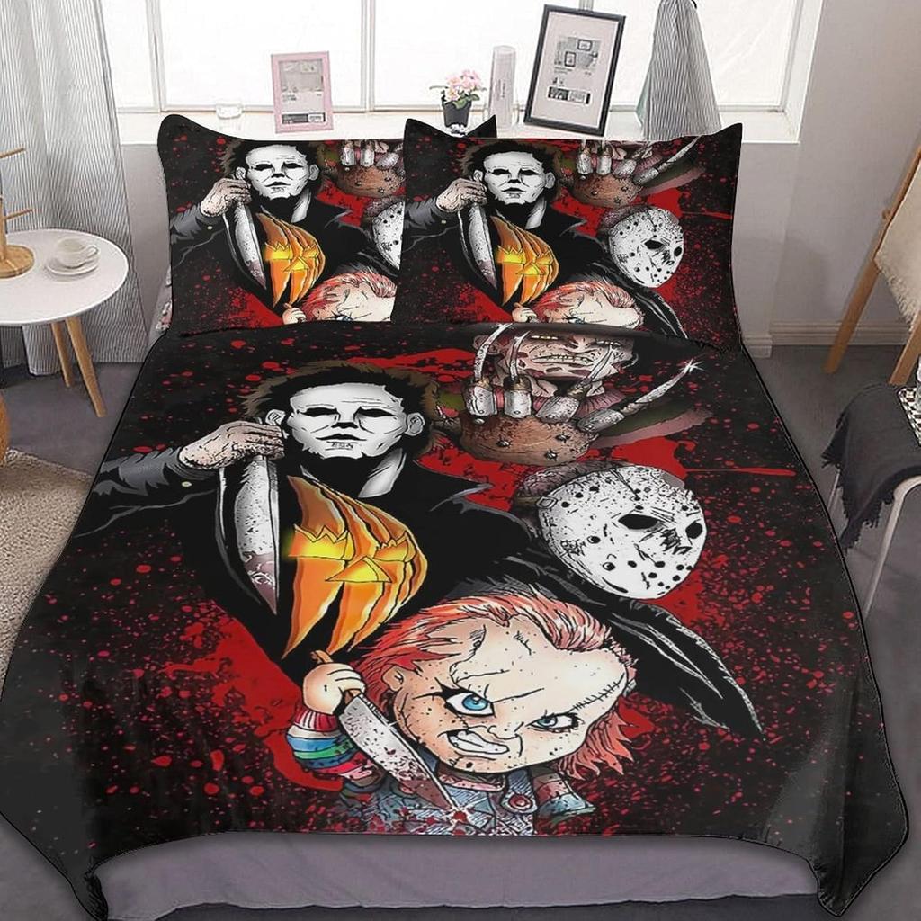 Zombie Duvet Cover Set For Boys Men King Size Lightweight Down Horror Theme Quilt Cover 2 Pillowcases 1 Comforter Cover No Quilt