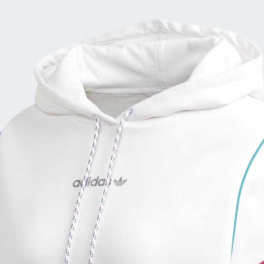 Adidas Originals Cropped Hoodie Letter Logo Print Hooded Sweatshirt Women hoodies White GC8789