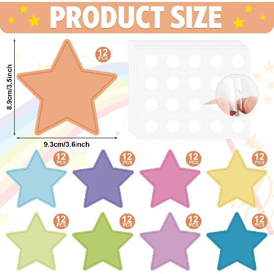 108 Pcs Paper Star Cutouts 3.5 Inch Double Printed Star DIY Craft Boho Bulletin Board Classroom Wall Decorations (Boho Colorful 108)