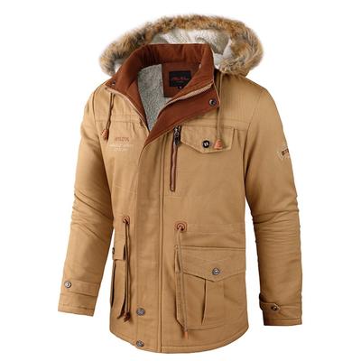 Men's Fashion Warm And Thick Lamb Woolen Fleece Bomber Jacket Casual Tooling Zipper Hooded Windbreaker Coat For Winter