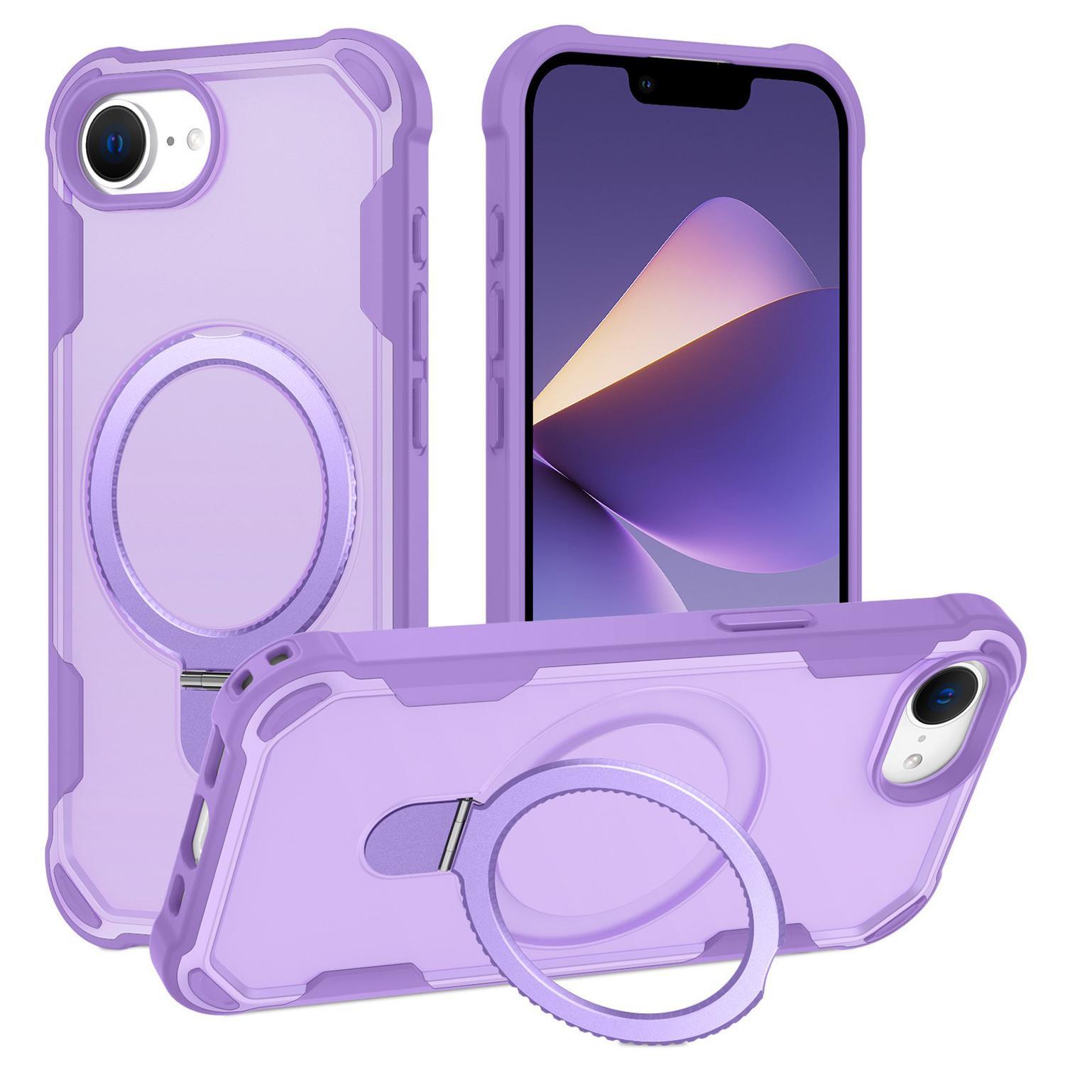 

Чехол для iPhone 16e, совместимый с MagSafe, подставка, ТПУ+ПК, противоударная задняя крышка для телефона Purple