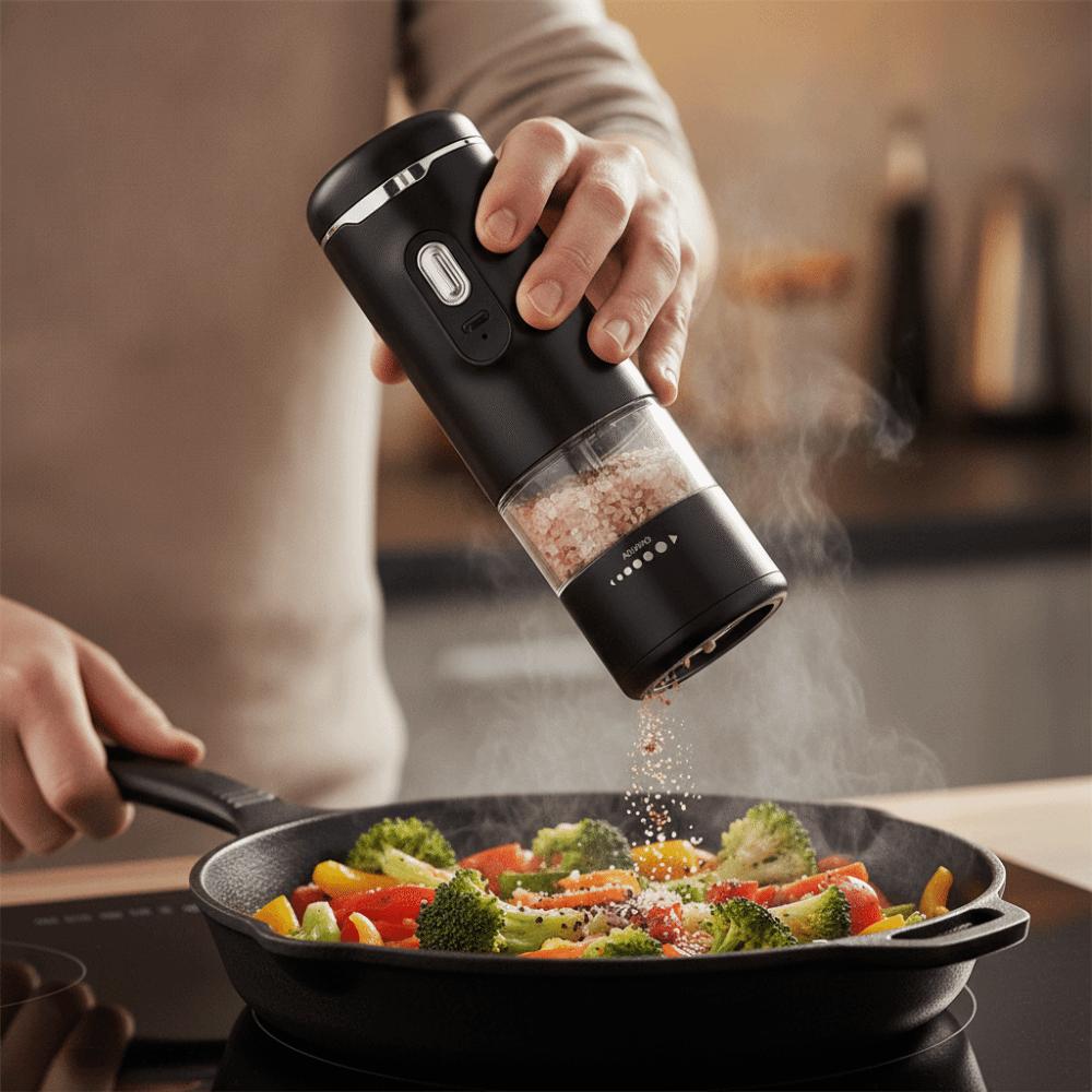 Wireless Electric Salt and Pepper Grinder Adjustable Burr Kitchen Spices Grinding Bottle Steak