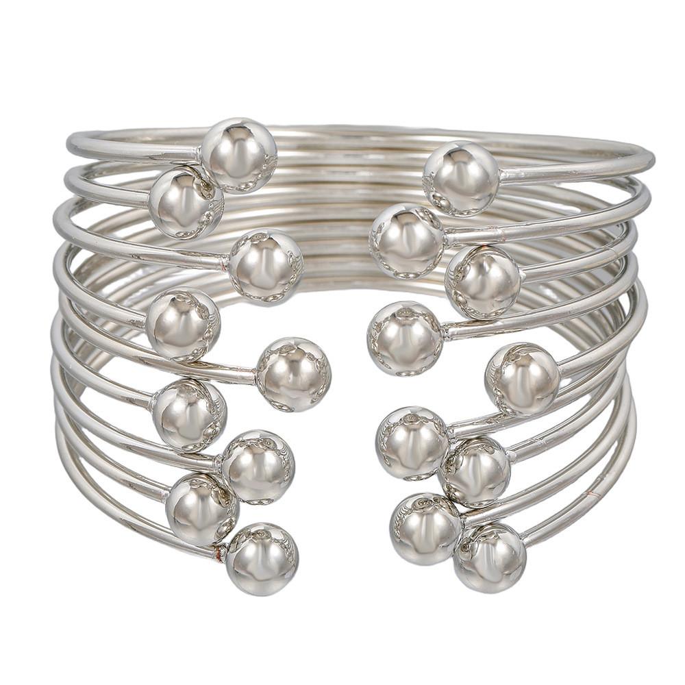 Geometrisches Reifen-Manschettenarmbänder-Set Mit Galvanisierter Oberfläche Für Männer Und Frauen Sommer 2025
